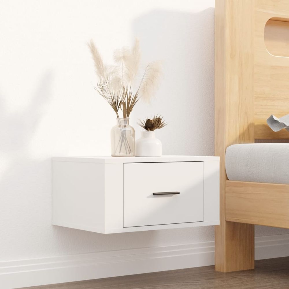Wall-mounted Bedside Cabinet White 50x36x25 cm - Bedside Table from vidaXL