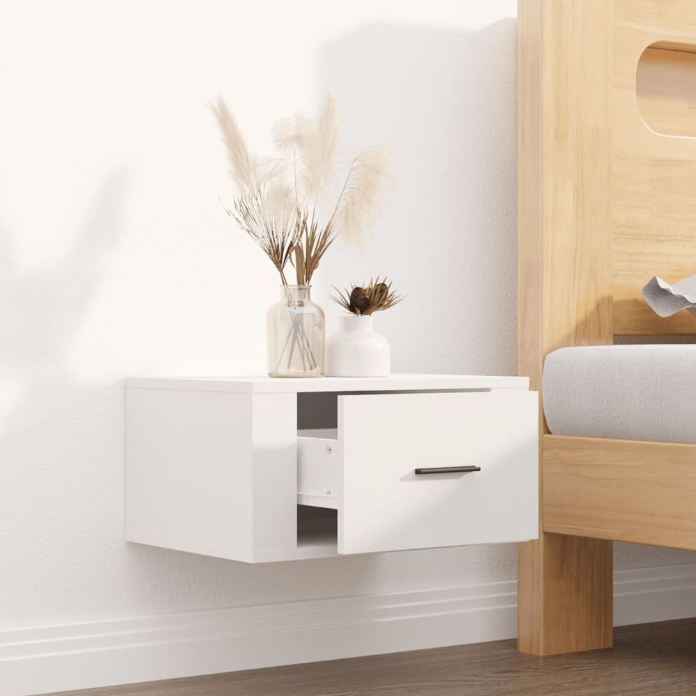 Wall-mounted Bedside Cabinet White 50x36x25 cm - Bedside Table from vidaXL