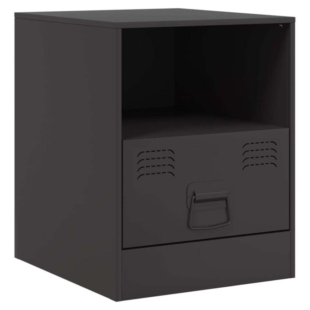 Bedside Cabinet Black 34.5x39x44 cm vidaXL Steel by vidaXL