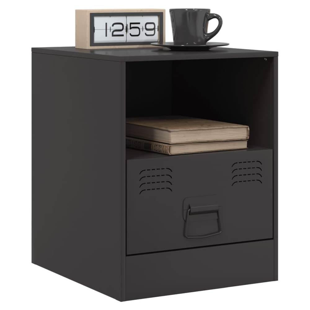Bedside Cabinet Black 34.5x39x44 cm vidaXL Steel by vidaXL