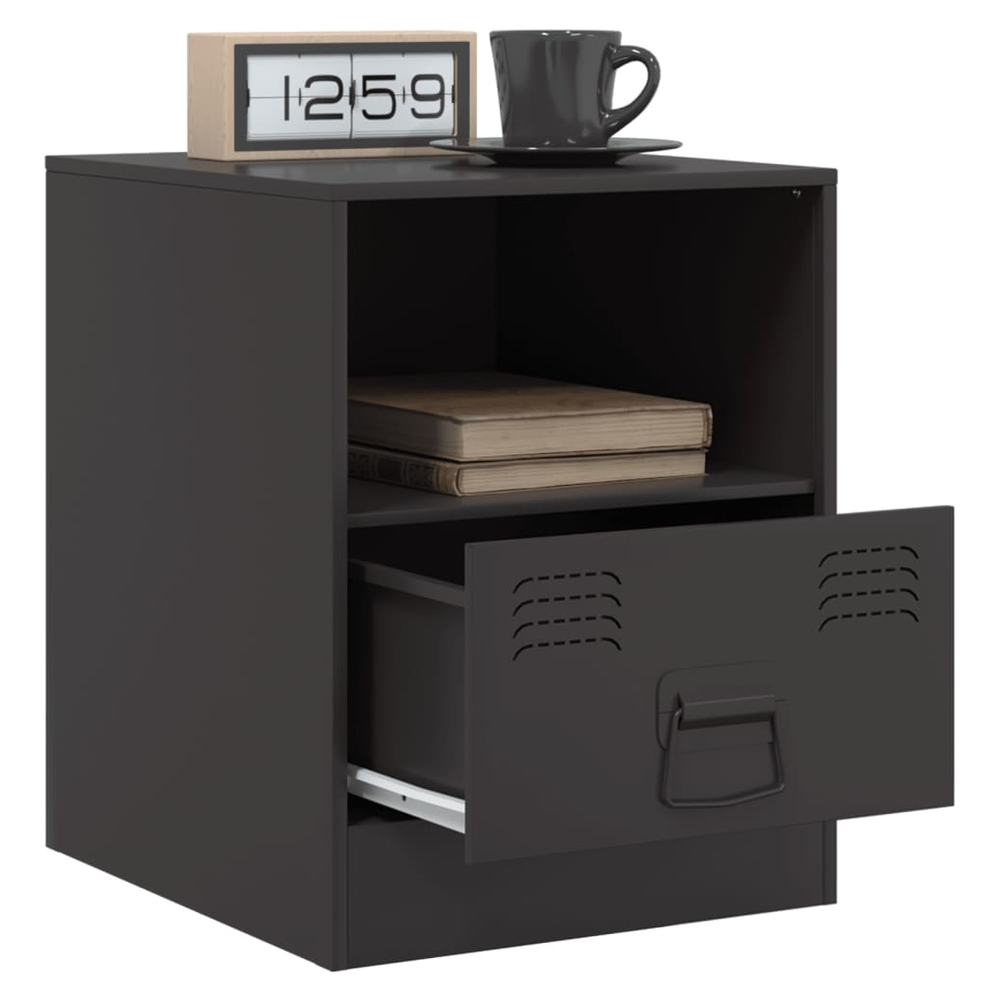 Bedside Cabinet Black 34.5x39x44 cm vidaXL Steel - Bedside Table from vidaXL