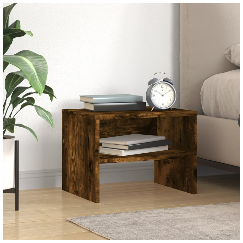Bedside Cabinet Smoked Oak 40x30x30 cm vidaXL Engineered Wood - Bedside Table from vidaXL