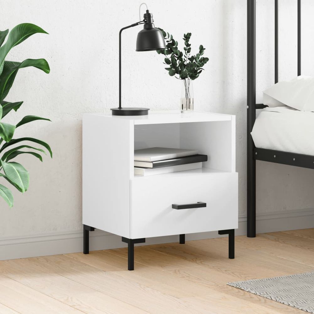 Bedside Cabinet White 40x35x47.5 cm vidaXL Engineered Wood - Bedside Table from vidaXL