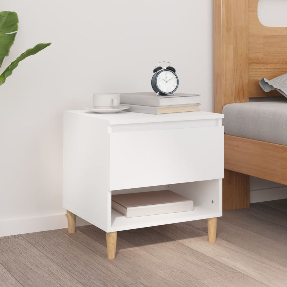 Bedside Table White 50x46x50 vidaXL Engineered Wood - Bedside Table from vidaXL