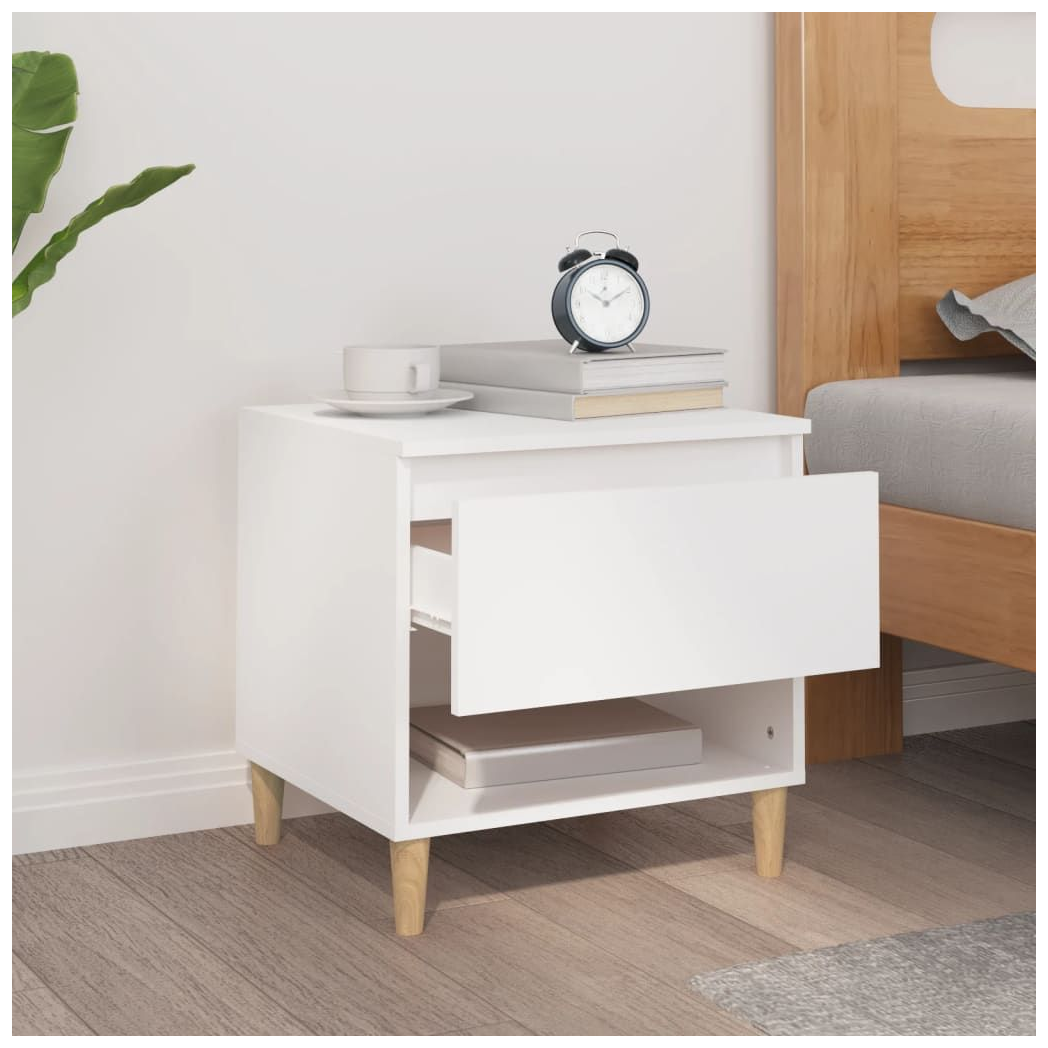 Bedside Table White 50x46x50 vidaXL Engineered Wood - Bedside Table from vidaXL