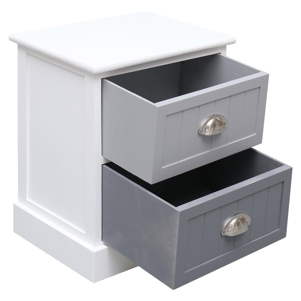 Nightstand Grey 38x28x45 cm vidaXL Paulownia Wood - Bedside Table from vidaXL