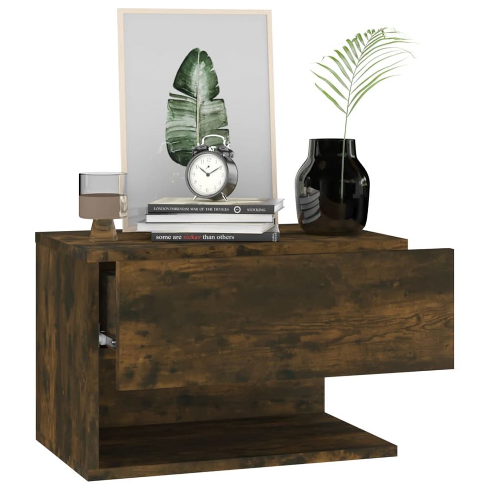 Wall-mounted Bedside Cabinet Smoked Oak - Bedside Table from vidaXL