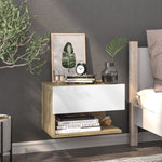 Wall-mounted Bedside Cabinet Smoked Oak - Bedside Table from vidaXL