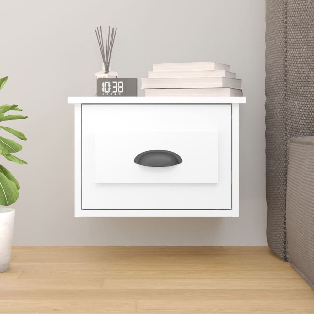 Wall-mounted Bedside Cabinet White 41.5x36x28cm - Bedside Table from vidaXL