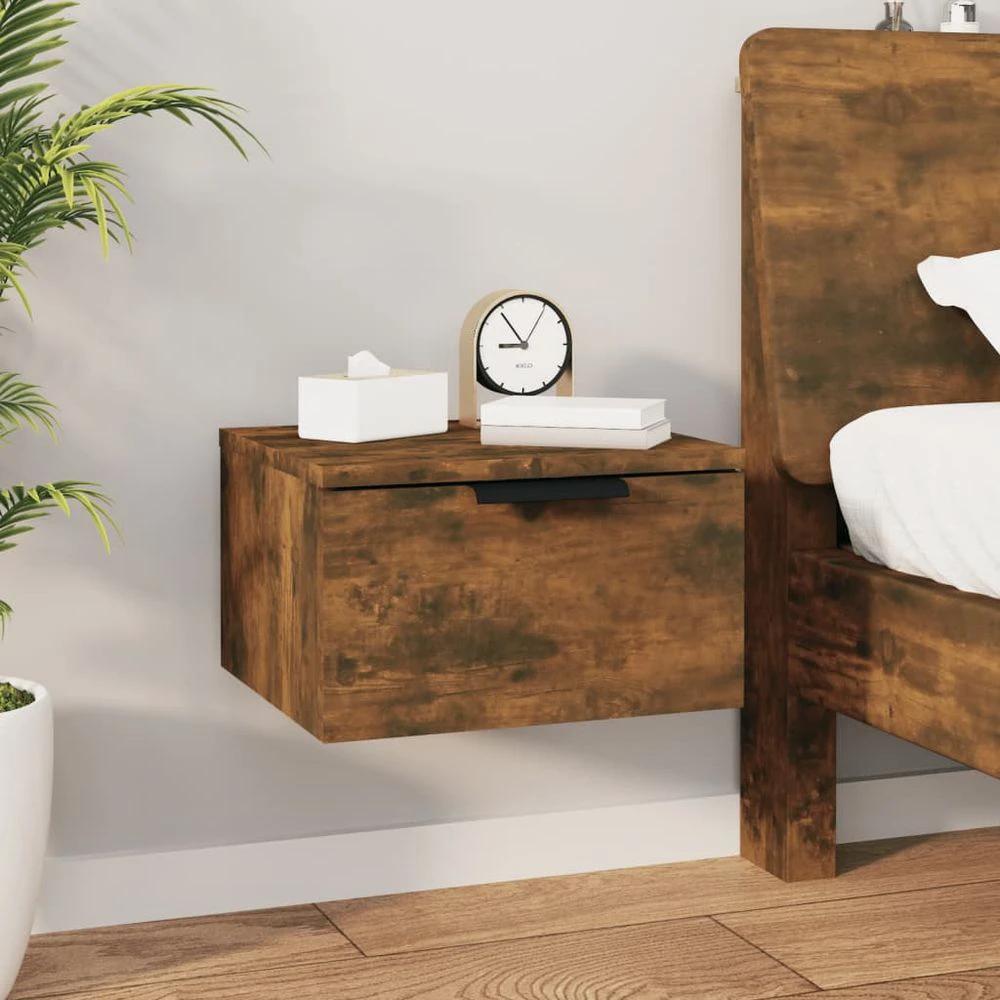 Wall-mounted Bedside Cabinet Smoked Oak 34x30x20 cm by vidaXL