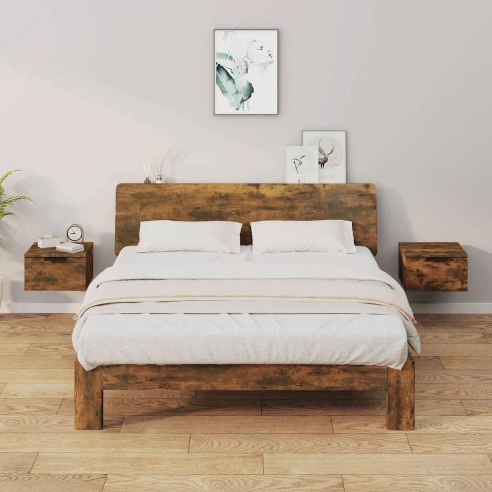 Wall-mounted Bedside Cabinet Smoked Oak 34x30x20 cm by vidaXL