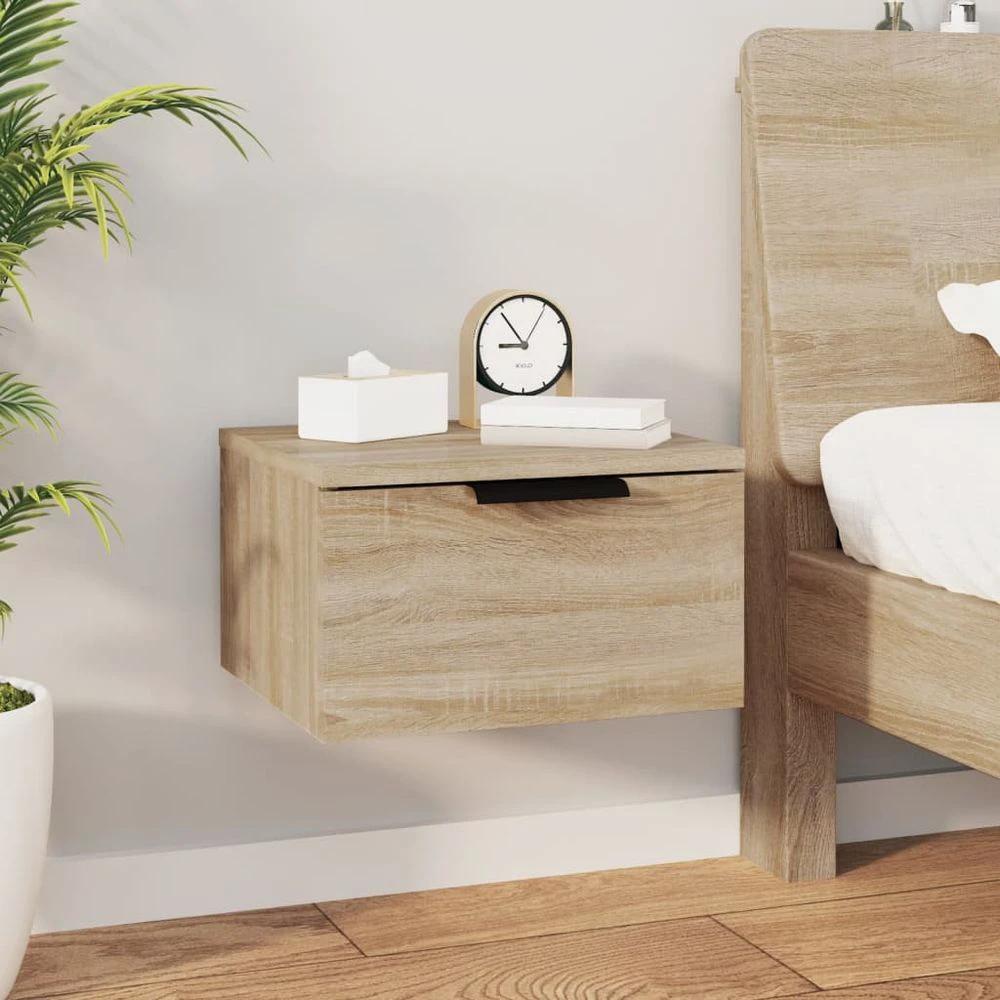 Wall-mounted Bedside Cabinet Smoked Oak 34x30x20 cm by vidaXL