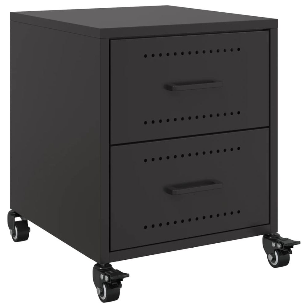 Bedside Cabinet Black 36x39x43.5 cm vidaXL Steel - Bedside Table from vidaXL