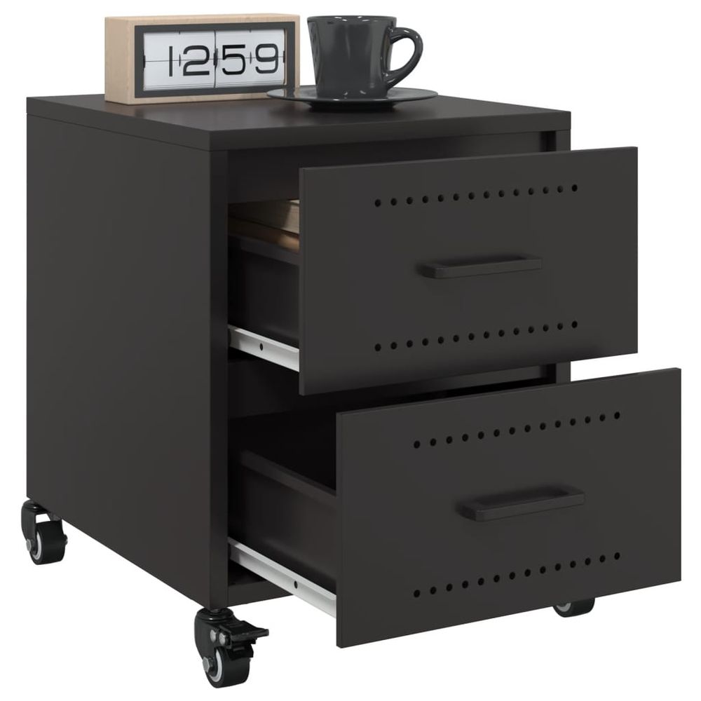 Bedside Cabinet Black 36x39x43.5 cm vidaXL Steel - Bedside Table from vidaXL
