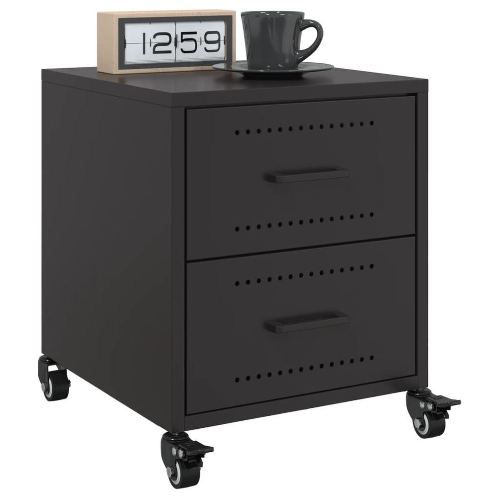 Bedside Cabinet Black 36x39x43.5 cm vidaXL Steel - Bedside Table from vidaXL