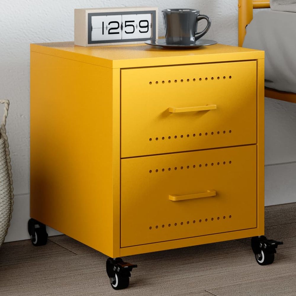 Bedside Cabinet Black 36x39x43.5 cm vidaXL Steel - Bedside Table from vidaXL