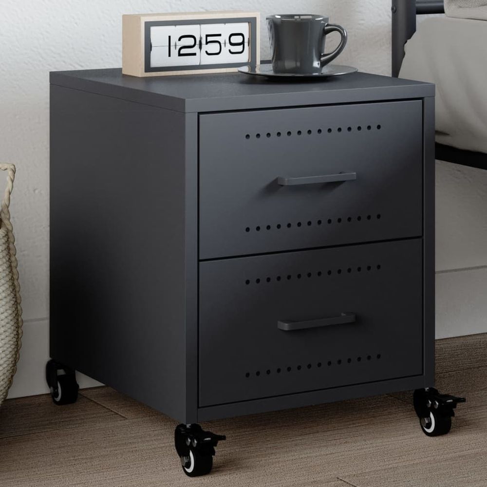 Bedside Cabinet Black 36x39x43.5 cm vidaXL Steel - Bedside Table from vidaXL