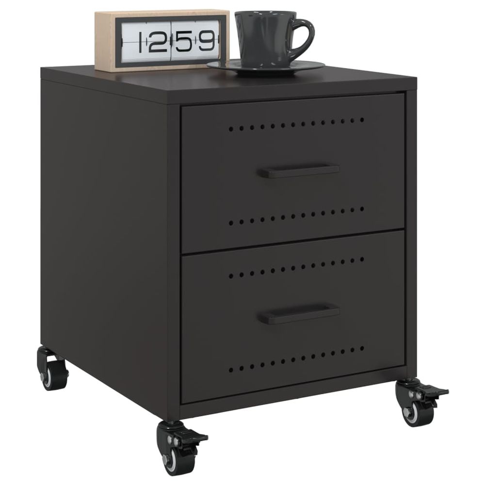 Bedside Cabinet Black 36x39x43.5 cm vidaXL Steel - Bedside Table from vidaXL