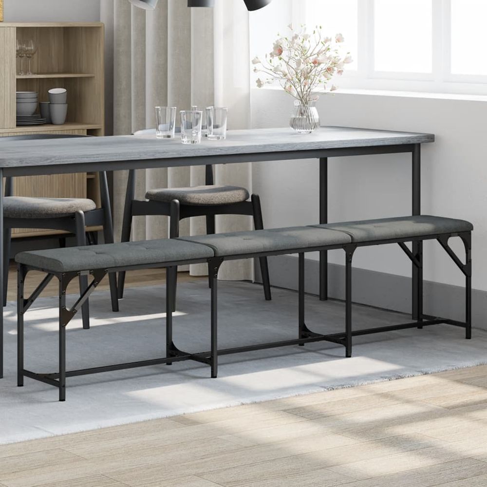 Dining Bench Black 62x32x45 cm vidaXL Steel and Faux Leather - Bench from vidaXL