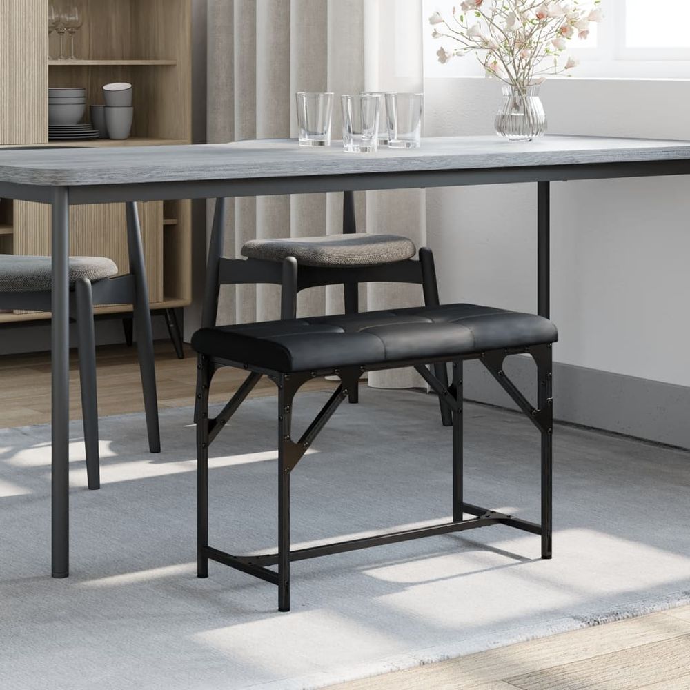 Dining Bench Black 62x32x45 cm vidaXL Steel and Faux Leather - Bench from vidaXL