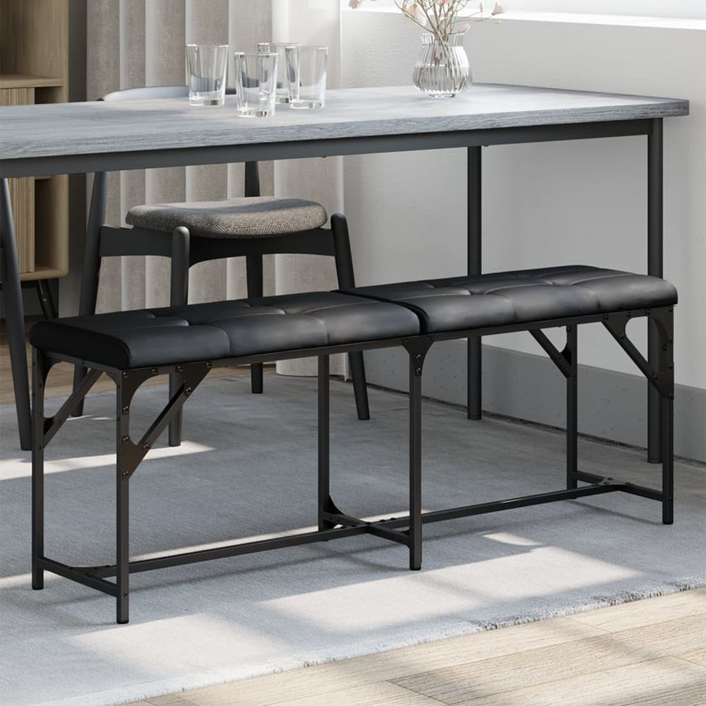Dining Bench Black 62x32x45 cm vidaXL Steel and Faux Leather - Bench from vidaXL