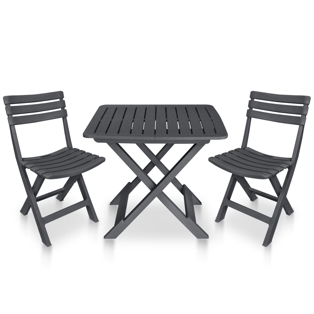 vidaXL 3 Piece Folding Bistro Set Plastic Anthracite - Bistro Sets from vidaXL
