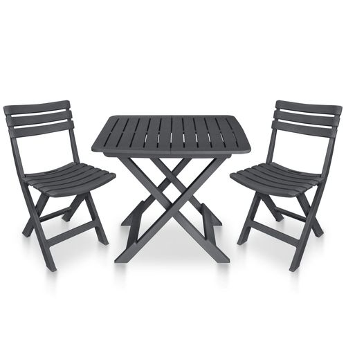 vidaXL 3 Piece Folding Bistro Set Plastic Anthracite - Bistro Sets from vidaXL