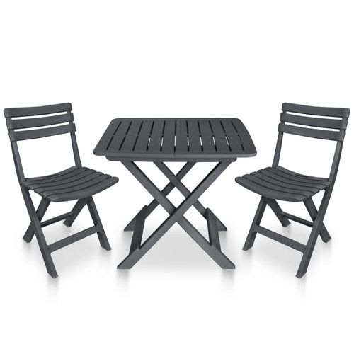 vidaXL 3 Piece Folding Bistro Set Plastic Anthracite - Bistro Sets from vidaXL