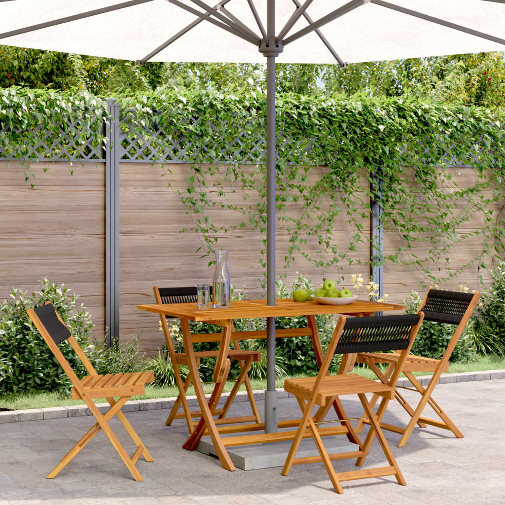 vidaXL Bistro Chairs 2 pcs Black Solid Wood Acacia and Polypropylene - Bistro Sets from vidaXL
