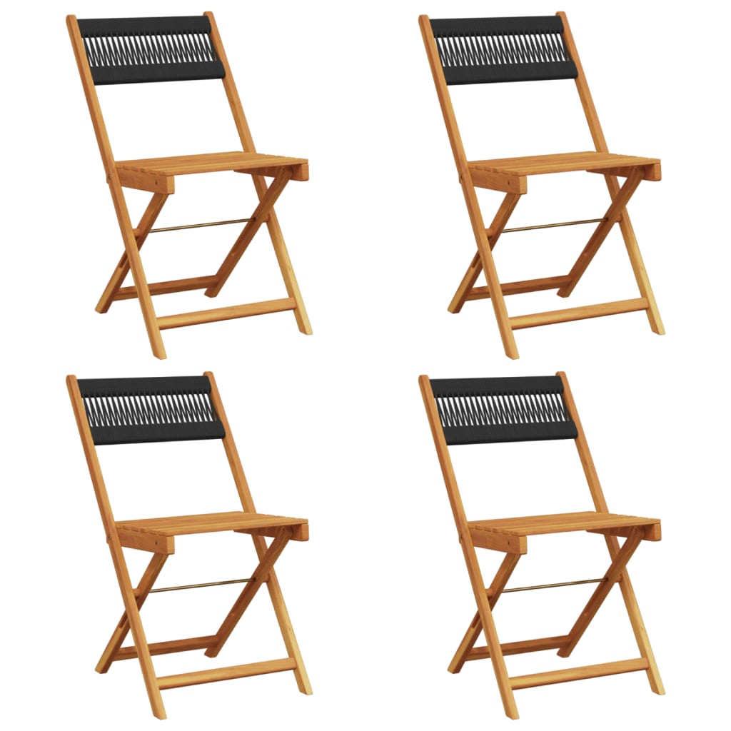 vidaXL Bistro Chairs 2 pcs Black Solid Wood Acacia and Polypropylene - Bistro Sets from vidaXL