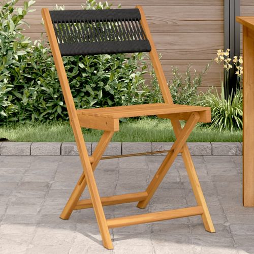 vidaXL Bistro Chairs 2 pcs Black Solid Wood Acacia and Polypropylene - Bistro Sets from vidaXL