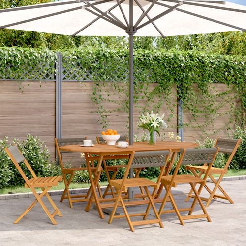 vidaXL Bistro Chairs 2 pcs Black Solid Wood Acacia and Polypropylene - Bistro Sets from vidaXL