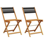 vidaXL Bistro Chairs 2 pcs Black Solid Wood Acacia and Polypropylene - Bistro Sets from vidaXL