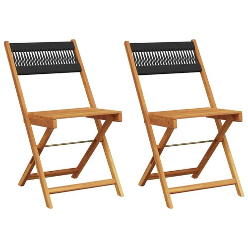 vidaXL Bistro Chairs 2 pcs Black Solid Wood Acacia and Polypropylene - Bistro Sets from vidaXL