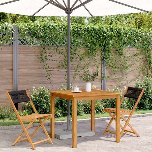 vidaXL Bistro Chairs 2 pcs Black Solid Wood Acacia and Polypropylene - Bistro Sets from vidaXL