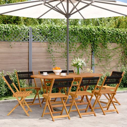 vidaXL Bistro Chairs 2 pcs Black Solid Wood Acacia and Polypropylene - Bistro Sets from vidaXL