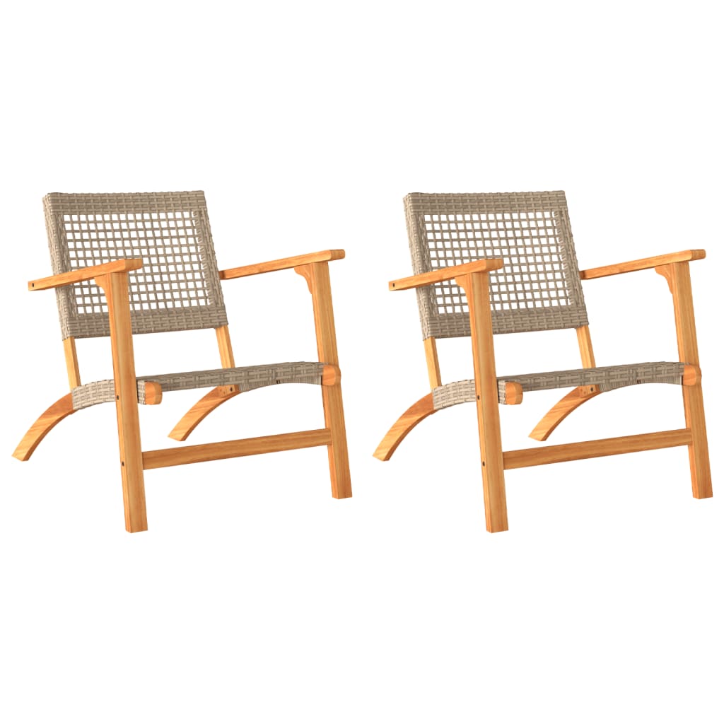 vidaXL 3 Piece Bistro Set Black Poly Rattan and Solid Wood Acacia - Bistro Sets from vidaXL
