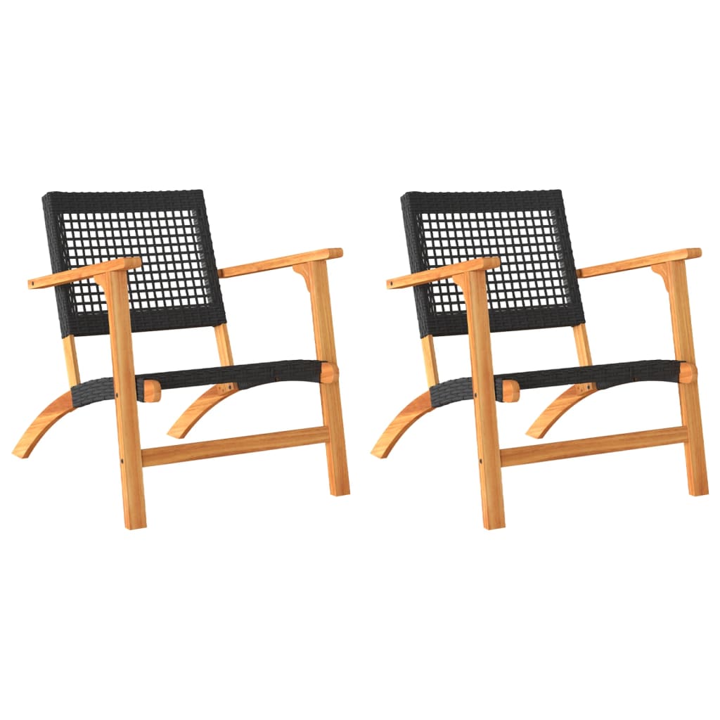 vidaXL 3 Piece Bistro Set Black Poly Rattan and Solid Wood Acacia - Bistro Sets from vidaXL