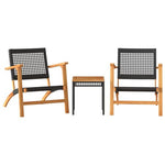 vidaXL 3 Piece Bistro Set Black Poly Rattan and Solid Wood Acacia - Bistro Sets from vidaXL