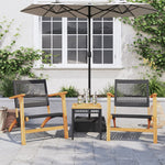 vidaXL 3 Piece Bistro Set Black Poly Rattan and Solid Wood Acacia - Bistro Sets from vidaXL