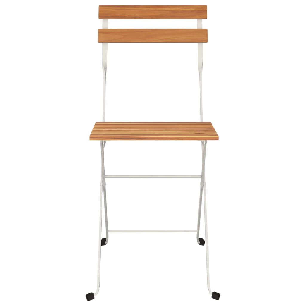 vidaXL Folding Bistro Chairs 2 pcs Solid Wood Acacia and Steel - Bistro Sets from vidaXL