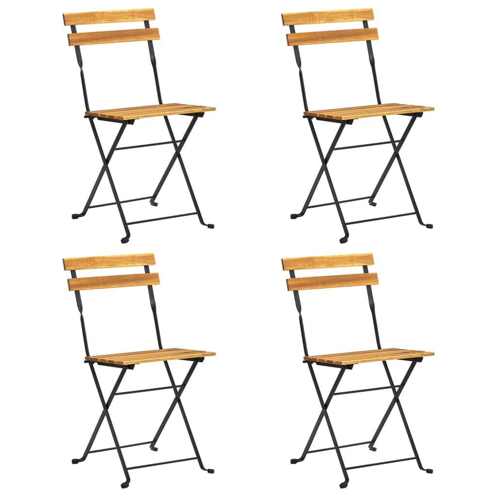vidaXL Folding Bistro Chairs 2 pcs Solid Wood Acacia and Steel - Bistro Sets from vidaXL