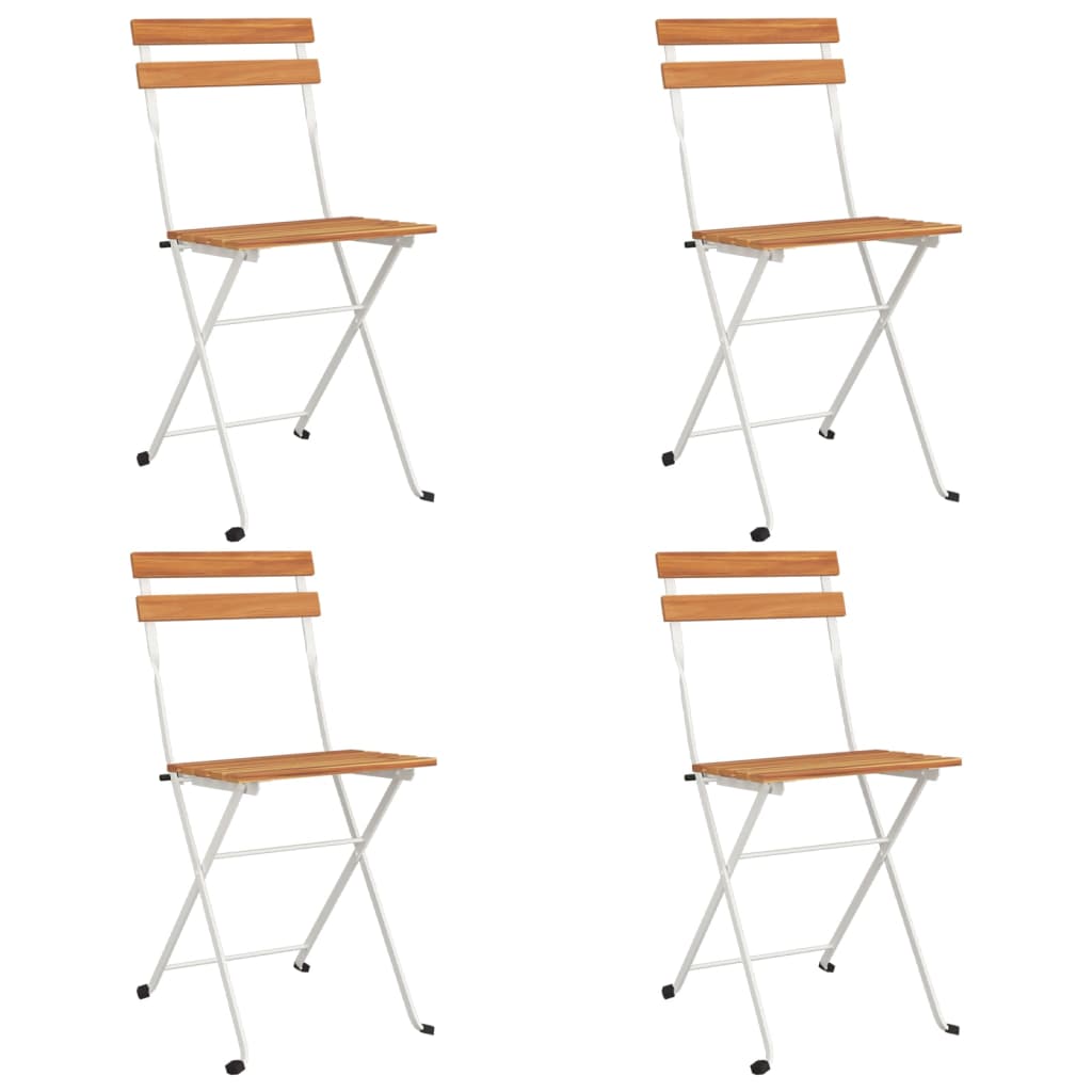 vidaXL Folding Bistro Chairs 2 pcs Solid Wood Acacia and Steel - Bistro Sets from vidaXL