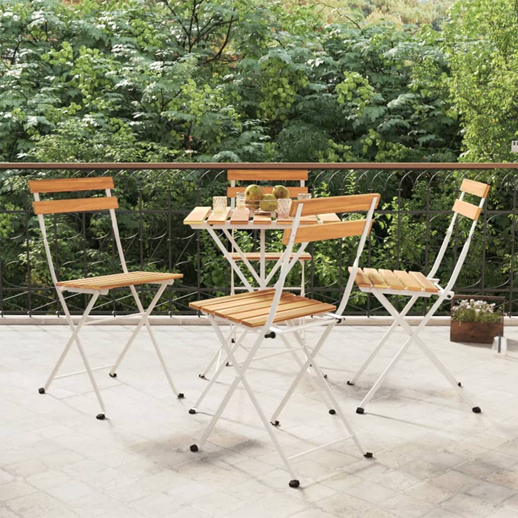 vidaXL Folding Bistro Chairs 2 pcs Solid Wood Acacia and Steel - Bistro Sets from vidaXL