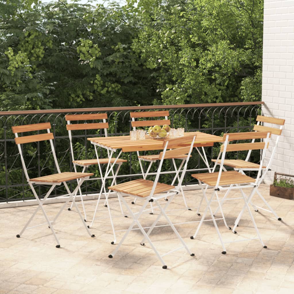 vidaXL Folding Bistro Chairs 2 pcs Solid Wood Acacia and Steel - Bistro Sets from vidaXL