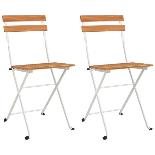 vidaXL Folding Bistro Chairs 2 pcs Solid Wood Acacia and Steel - Bistro Sets from vidaXL