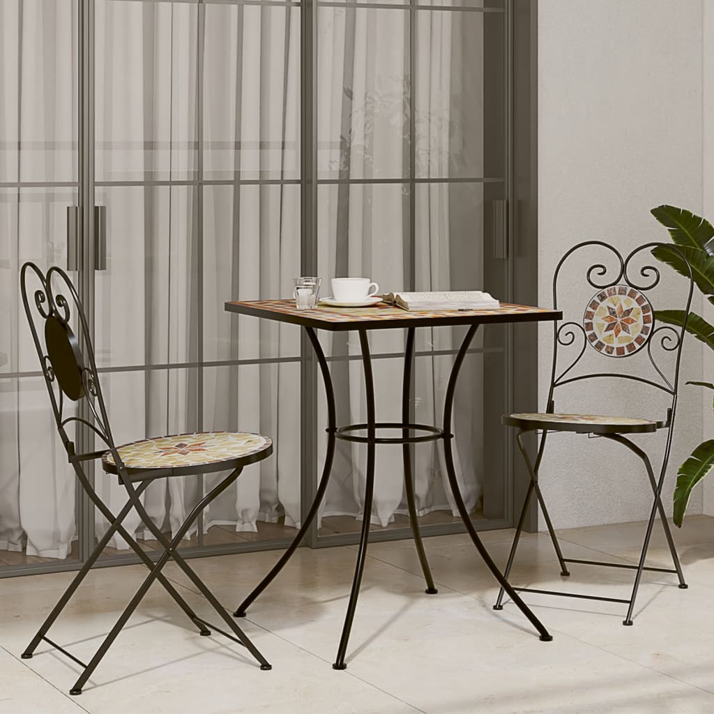 vidaXL Mosaic Bistro Table Terracotta 60 cm Ceramic - Bistro Sets from vidaXL