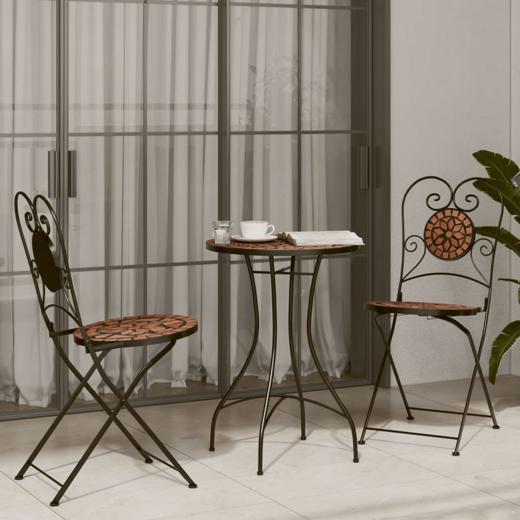 vidaXL Mosaic Bistro Table Terracotta 60 cm Ceramic - Bistro Sets from vidaXL