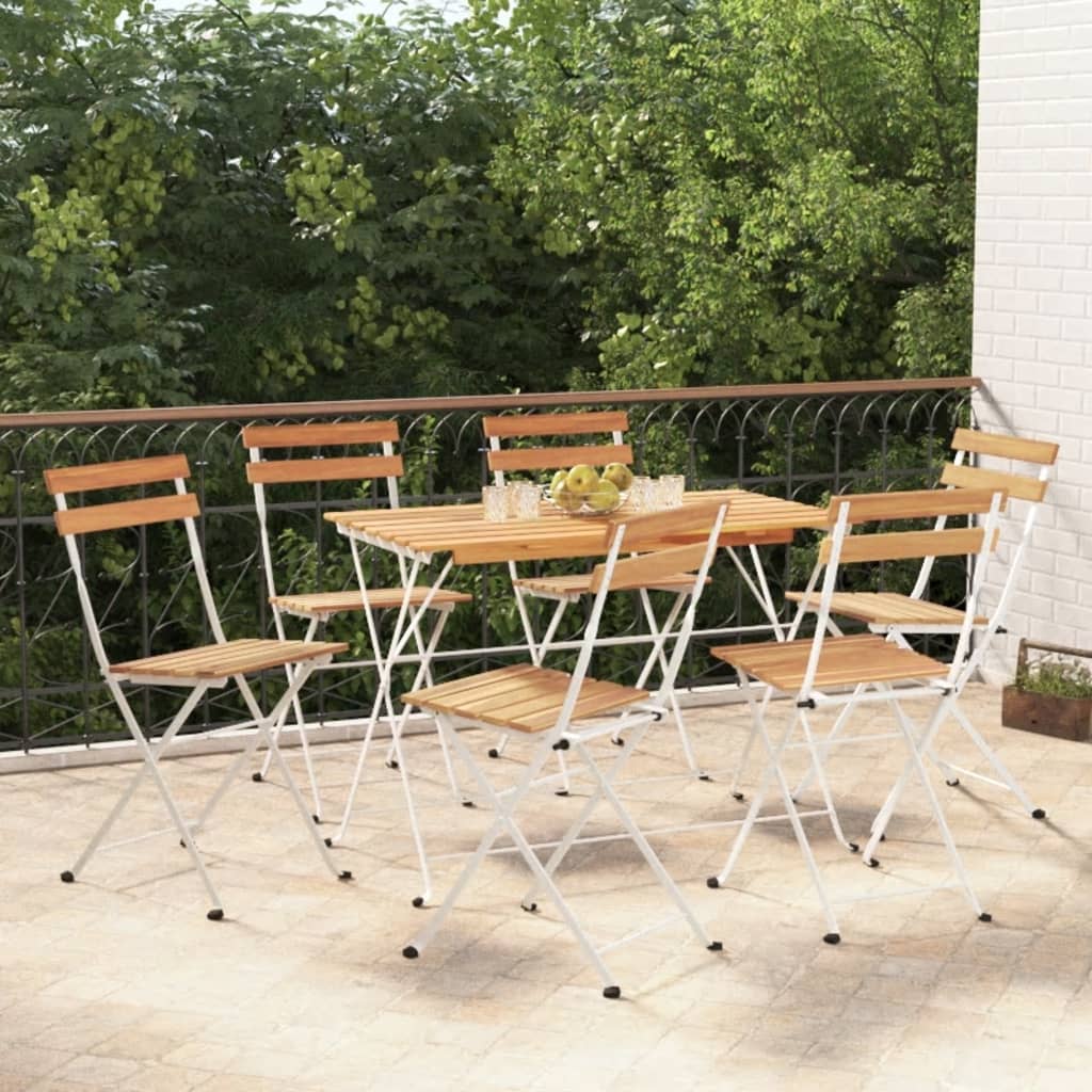 vidaXL 5 Piece Folding Bistro Set Solid Wood Acacia and Steel - Bistro Sets from vidaXL