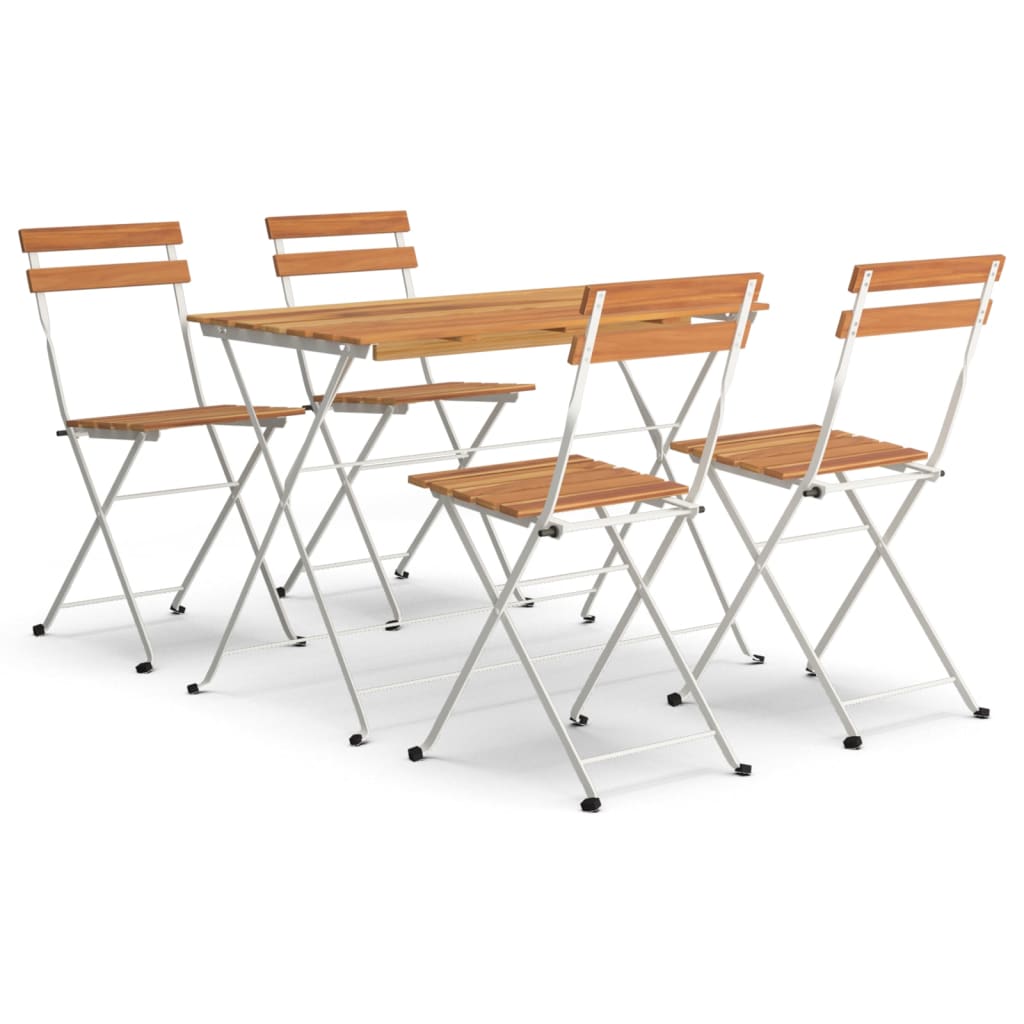 vidaXL 5 Piece Folding Bistro Set Solid Wood Acacia and Steel - Bistro Sets from vidaXL